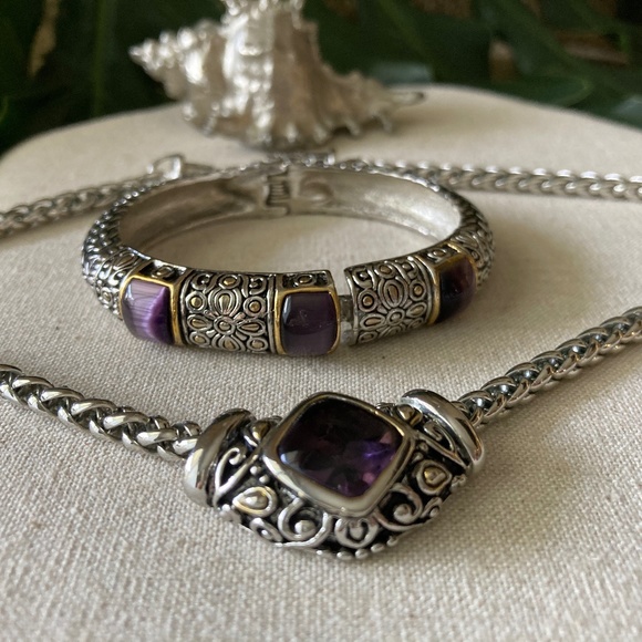 QUALITY Necklace & Bracelet Set 💎 Silver/Goldtone "Yurman" Style Jewelry Set - Picture 14 of 14